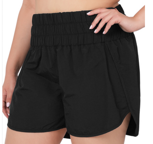 Black windbreaker shorts PLUS