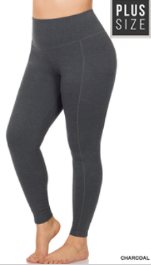 PLUS SIZE CHARCOAL LEGGINGS WITH POCKETS